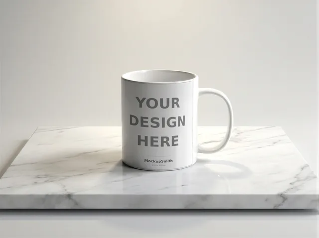 Minimal Mug Mockup | Marble Studio Spotlight PSD Smart Object Template 11oz | Clean Coffee Mug Mock Up Instant Download